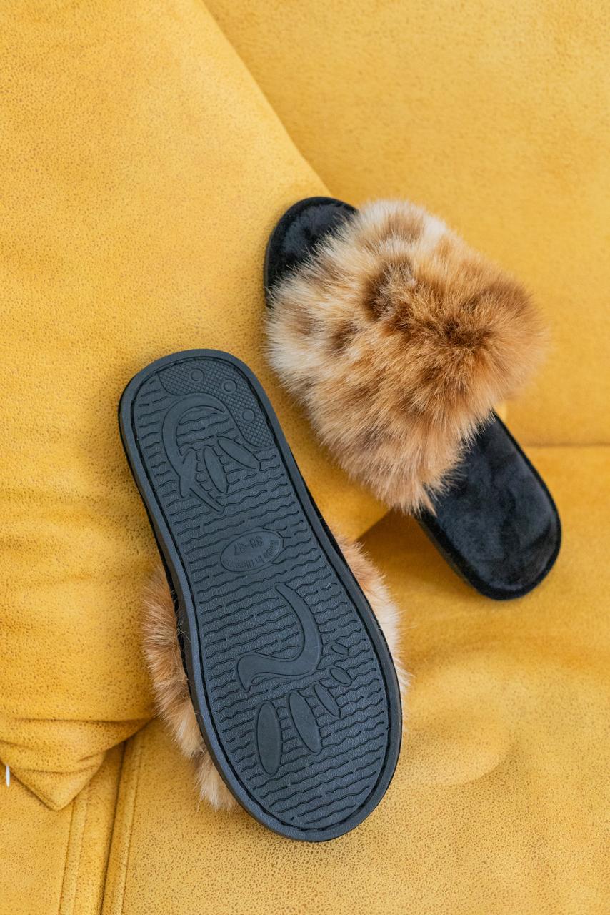 Женские домашние тапочки Halluci из меха «Рыжая лисичка»