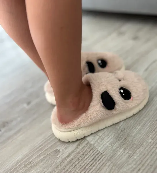 Дитячі тапки Panda з еко-хутра бежеві