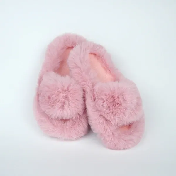 Трендові дитячі тапки Luxury з еко-хутра рожеві