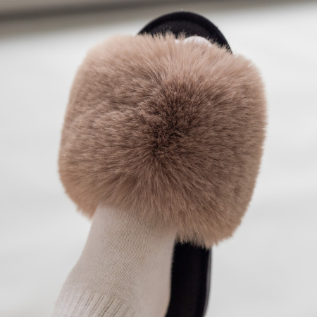 Жіночі домашні капці Halluci з еко-хутра у кольорі капучино