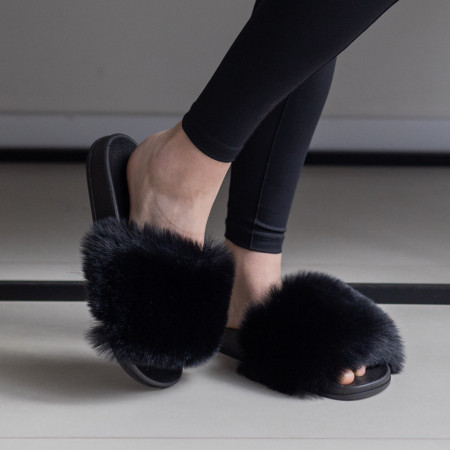 Жіночі тапочки для вулиці, чорні — на резиновій підошві