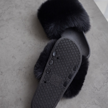 Жіночі тапочки для вулиці, чорні — на резиновій підошві