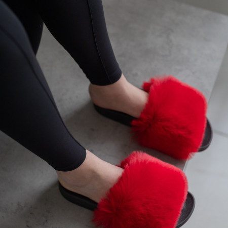 Жіночі тапочки для вулиці, червоні — на резиновій підошві
