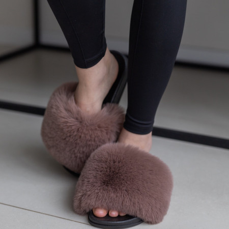 Жіночі тапочки для вулиці, коричневі — на резиновій підошві