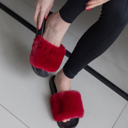 Жіночі літні тапочки Бордового кольору з гумовою підошвою