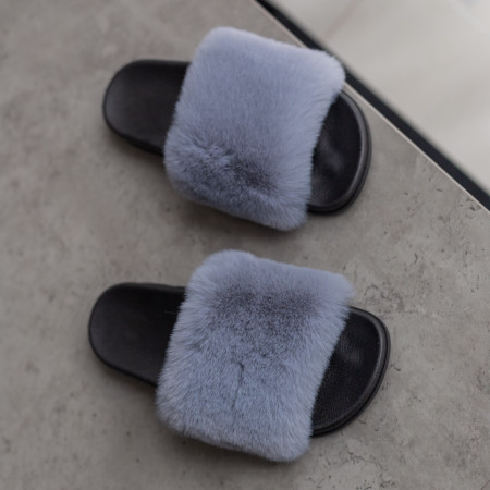 Жіночі тапочки для вулиці, сірі — на резиновій підошві