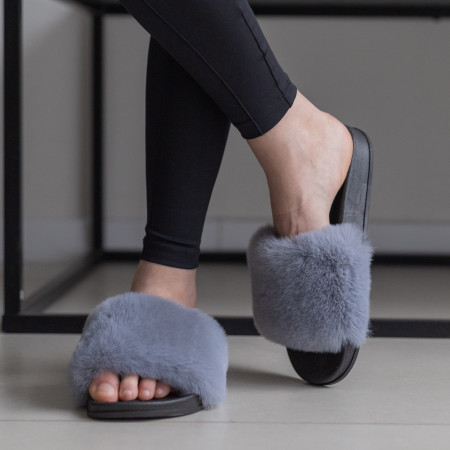 Жіночі тапочки для вулиці, сірі — на резиновій підошві