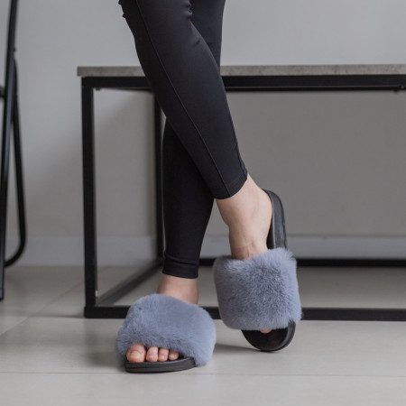 Жіночі тапочки для вулиці, сірі — на резиновій підошві