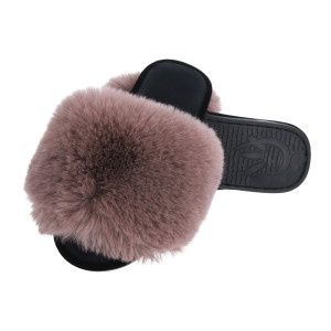 Жіночі домашні капці Halluci з хутра у коричнево-чорному кольорі