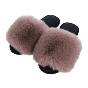 Жіночі домашні капці Halluci з хутра у коричнево-чорному кольорі