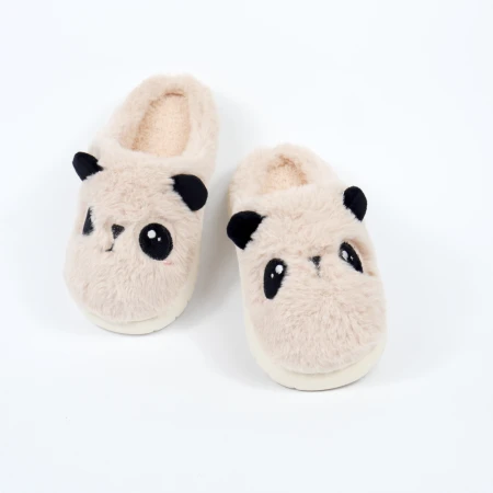Дитячі тапки Panda з еко-хутра бежеві