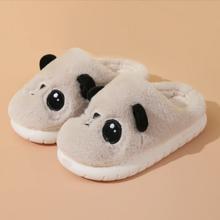 Дитячі тапки Panda з еко-хутра бежеві