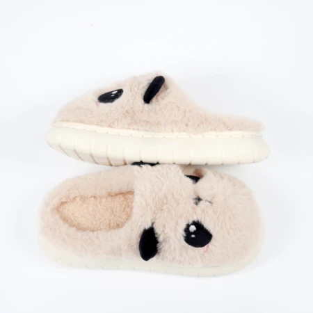 Дитячі тапки Panda з еко-хутра бежеві