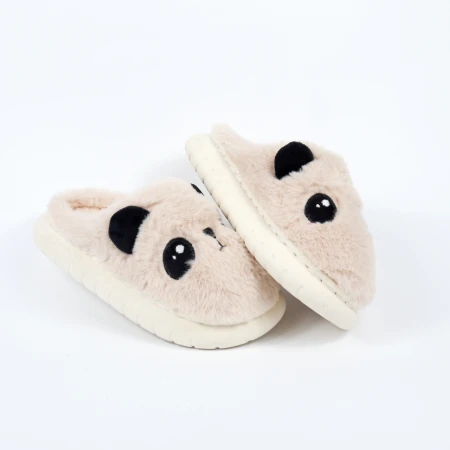 Дитячі тапки Panda з еко-хутра бежеві