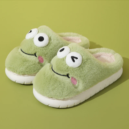 Дитячі тапки Frog з еко-хутра зелені