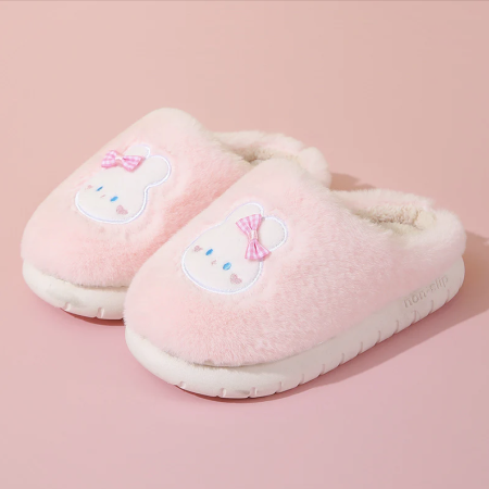 Дитячі тапки Bear з еко-хутра рожеві