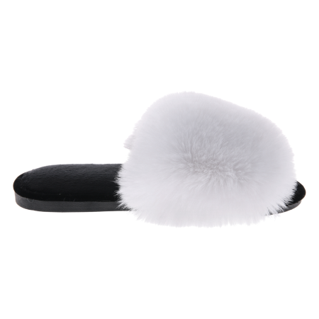 Жіночі домашні капці Halluci з хутра у біло-чорному кольорі
