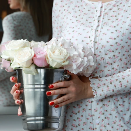 Жіноча домашня піжама з квітковим принтом, комплект штани + топ