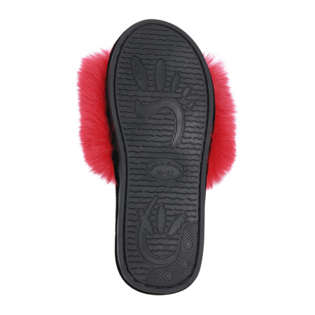 Жіночі домашні капці Halluci з хутра у червоно-чорному кольорі