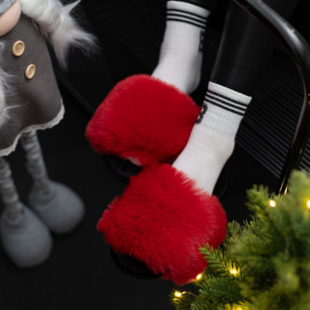 Жіночі домашні капці Halluci з хутра у червоно-чорному кольорі