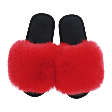 Жіночі домашні капці Halluci з хутра у червоно-чорному кольорі