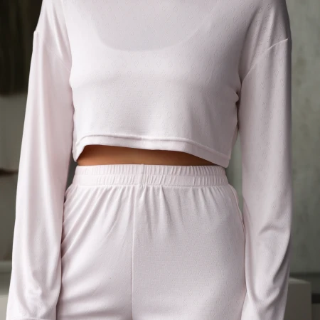 Жіноча піжама в рубчик з хвилястим краєм: рожевий топ і шорти | Dream v Doma