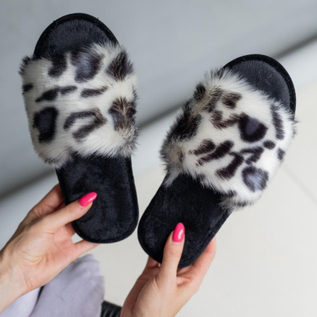Жіночі домашні капці Halluci з хутра Білосніжний леопард