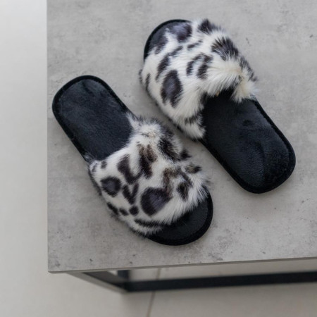 Жіночі домашні капці Halluci з хутра Білосніжний леопард