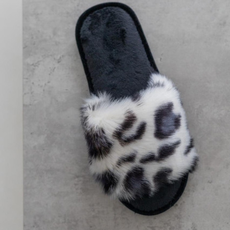 Жіночі домашні капці Halluci з хутра Білосніжний леопард