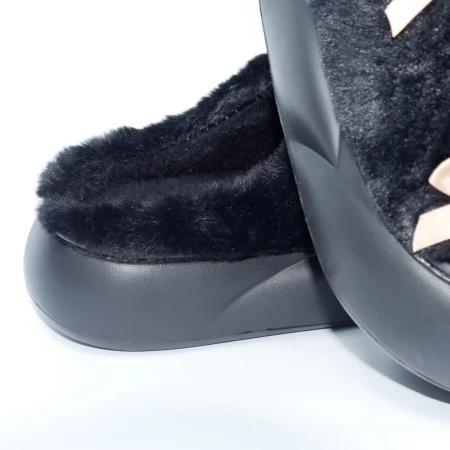 Жіночі домашні капці з бантиками у чорному кольорі