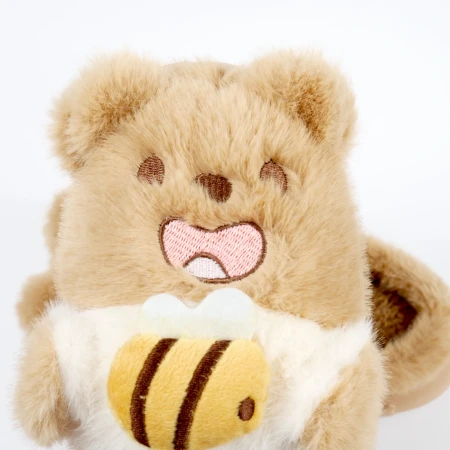 Дитячі кімнатні капці «Звірятка» з еко-хутра (Світло-коричневий ведмедик)