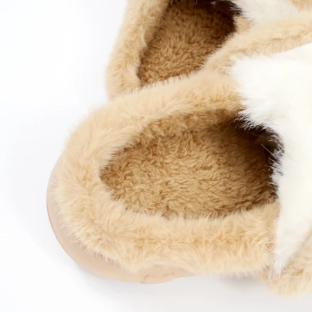 Дитячі кімнатні капці «Звірятка» з еко-хутра (Світло-коричневий ведмедик)