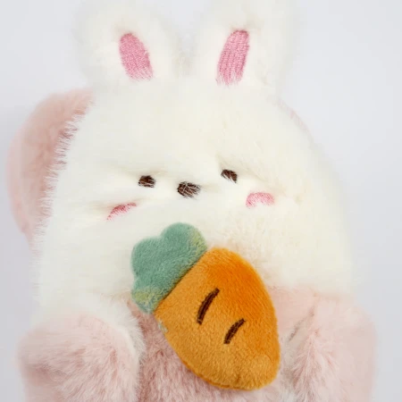 Дитячі кімнатні капці «Звірятка» з еко-хутра (Рожевий кролик)